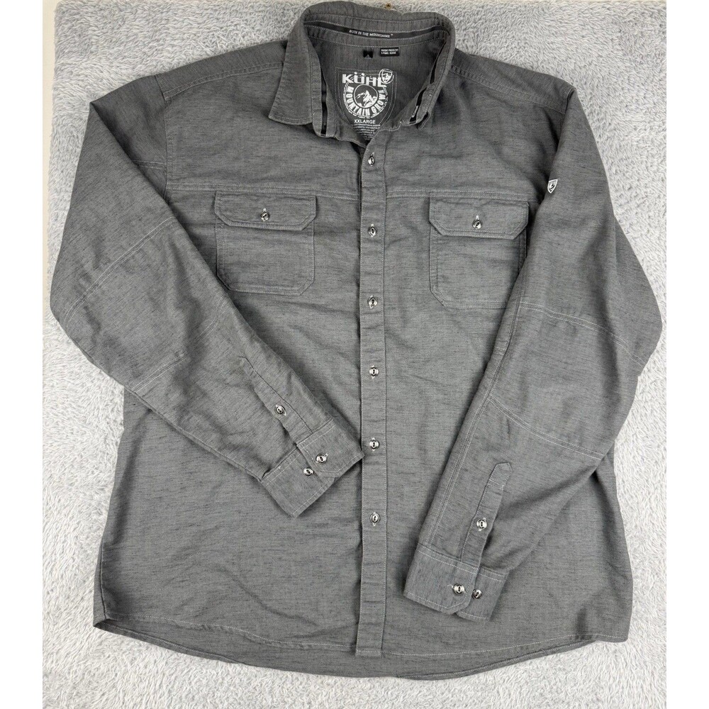 Kuhl Shirt Men's Size 2XL Gray Shiftr Long Sleeve Metal Buttons 5 Panel Sleeve